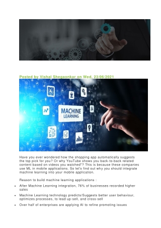 Machine Learning In Mobile Applications