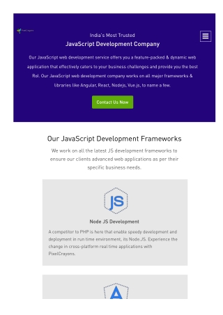 PixelCrayons: India's Most Trusted JavaScript Development Company