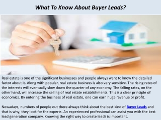 What To Know About Buyer Leads?