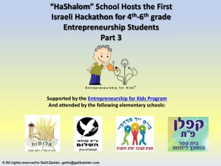 Part 3 of the First Israeli Hackathon for Students in Primary Schools