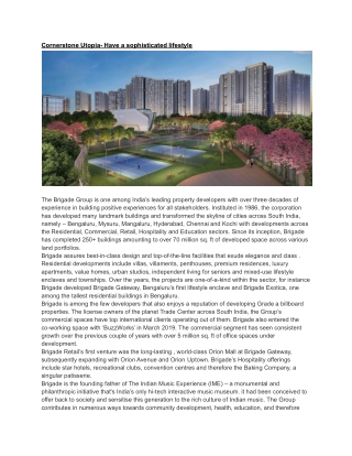Cornerstone Utopia- Have a sophisticated lifestyle
