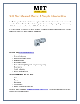 Soft Start Geared Motor - A Simple Introduction