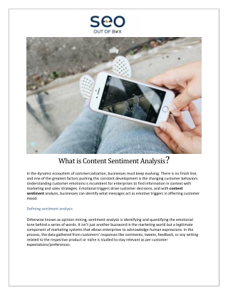 SEO Out of the Box - What is Content Sentiment Analysis?