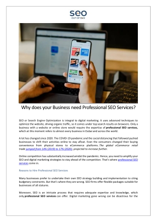 SEO Out of the Box - Why does your Business need Professional SEO Services?
