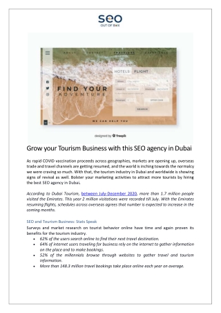 SEO Out of the Box - Grow your Tourism Business with this SEO agency in Dubai