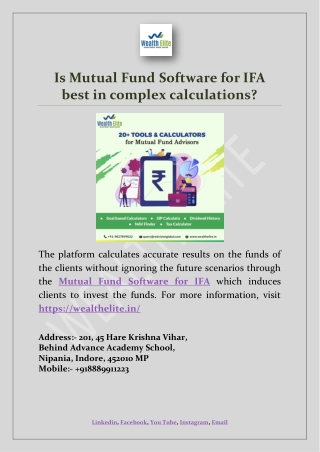 Is Mutual Fund Software for IFA best in complex calculations