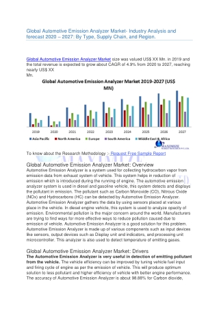 Global Automotive Emission Analyzer Market