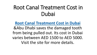 Root Canal Treatment Cost in Dubai