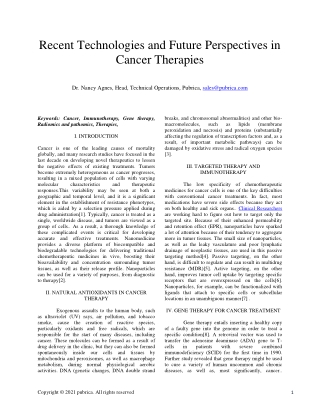 Recent technologies and future perspectives in cancer therapies - Pubrica