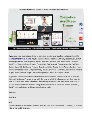 Cosmetic WordPress Theme to make Cosmetic store Website