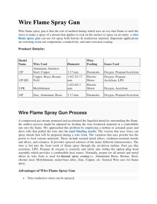 Wire Flame Spray Gun Manufacturer & Supplier in India