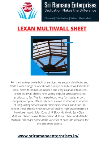 Lexan multiwall Sheet in Bangalore | Multicell Polycarbonate sheet in Bangalore