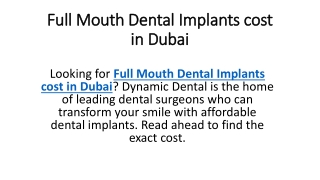 Full Mouth Dental Implants cost in Dubai