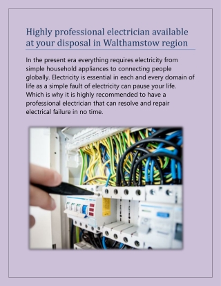 Professional Electrician in Walthamstow
