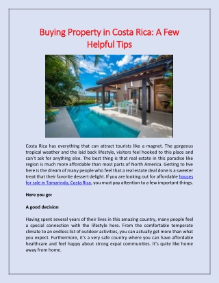 Buying Property in Costa Rica: A Few Helpful Tips