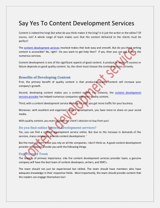 The Content Development Services written by expert.