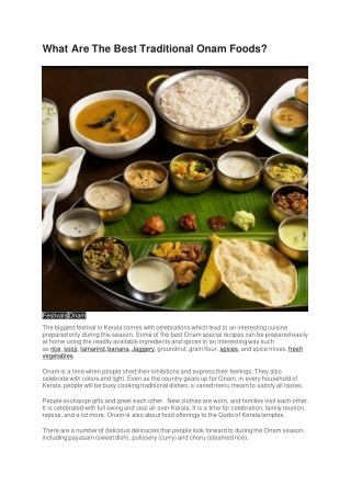 What Are The Best Traditional Onam Foods