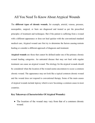 All You Need To Know About Atypical Wounds