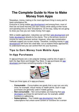 The Complete Guide to How to Make Money from Apps