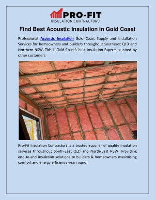 Find Best Acoustic Insulation in Gold Coast