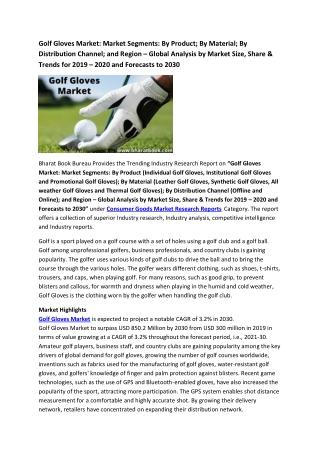 Global Golf Gloves Market Research Report 2021-2030
