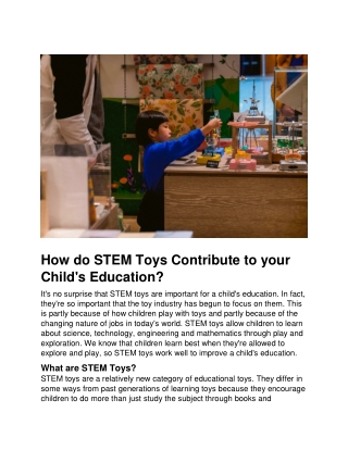 How do STEM Toys contribute to your child