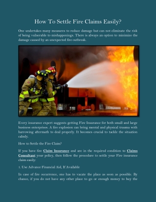 How To Settle Fire Claims Easily