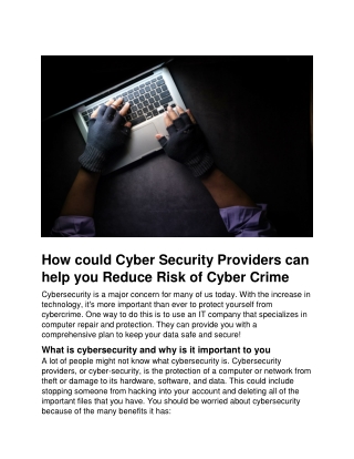 How could cybersecurity providers can help you reduce risk of cybercrime