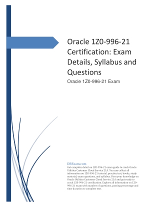 Oracle 1Z0-996-21 Certification: Exam Details, Syllabus and Questions