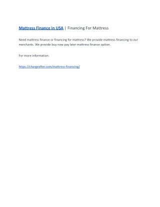Mattress Finance in USA | Financing For Mattress