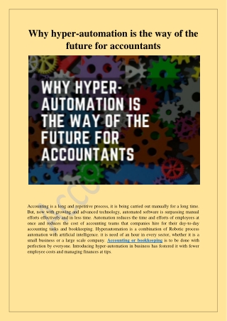 hyperautomation is the way of the future accountants-Remote Bookkeeping Services India