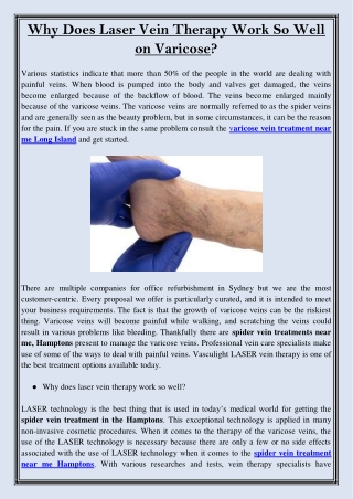 Why Does Laser Vein Therapy Work So Well on Varicose