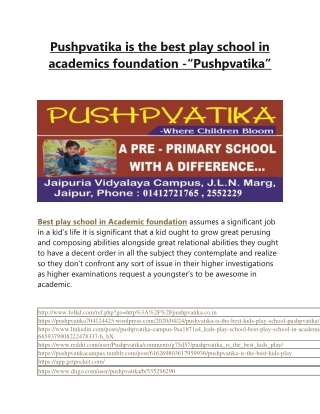 Pushpvatika is the best play school in academics foundation