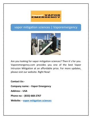 vapor mitigation sciences | Vaporemergency