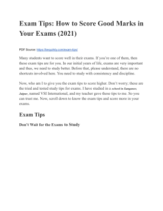 Exam Tips