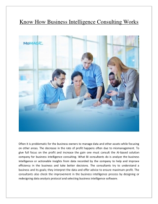 Know How Business Intelligence Consulting Works