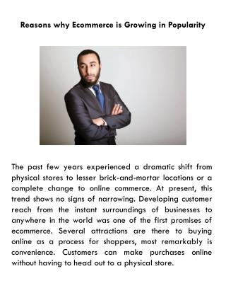 Reasons why Ecommerce is Growing in Popularity