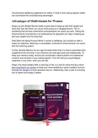 Best Multivitamin Tablet for Women
