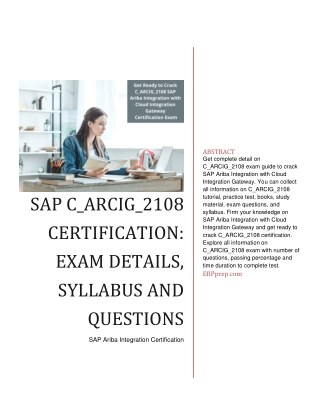 SAP C_ARCIG_2108 Certification: Exam Details, Syllabus and Questions