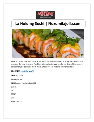 La Jolla Sushi | Nozomilajolla.com