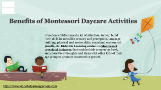 Benefits of Montessori Daycare Activities | Kidzville Learning Center