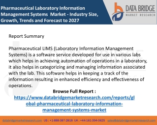 Pharmaceutical Laboratory Information Management Systems  Market