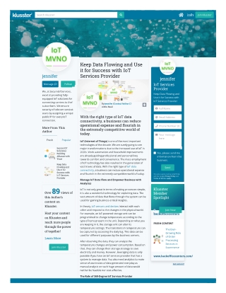 Keep Data Flowing and Use it for Success with IoT Services Provider
