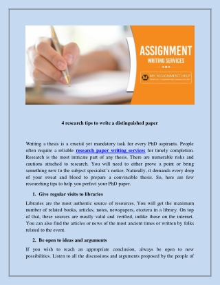 4 research tips to write a distinguished paper