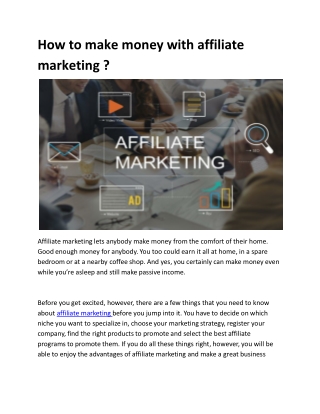 How to make money with affiliate marketing ?