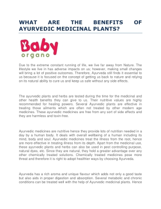 WHAT ARE THE BENEFITS OF AYURVEDIC MEDICINAL PLANTS