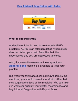 Buy Adderall 5mg Online with fedex