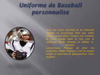 Uniforme de Baseball personnalise