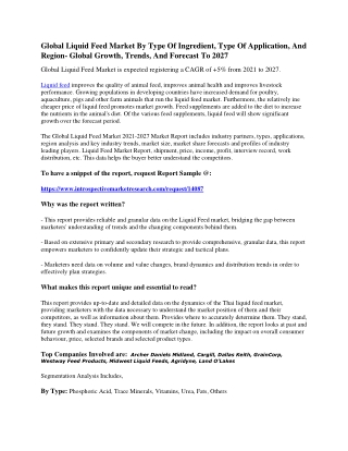 Global Liquid Feed Market