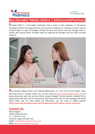 Buy Estradiol Tablets Online-SafeCanadaPharmacy